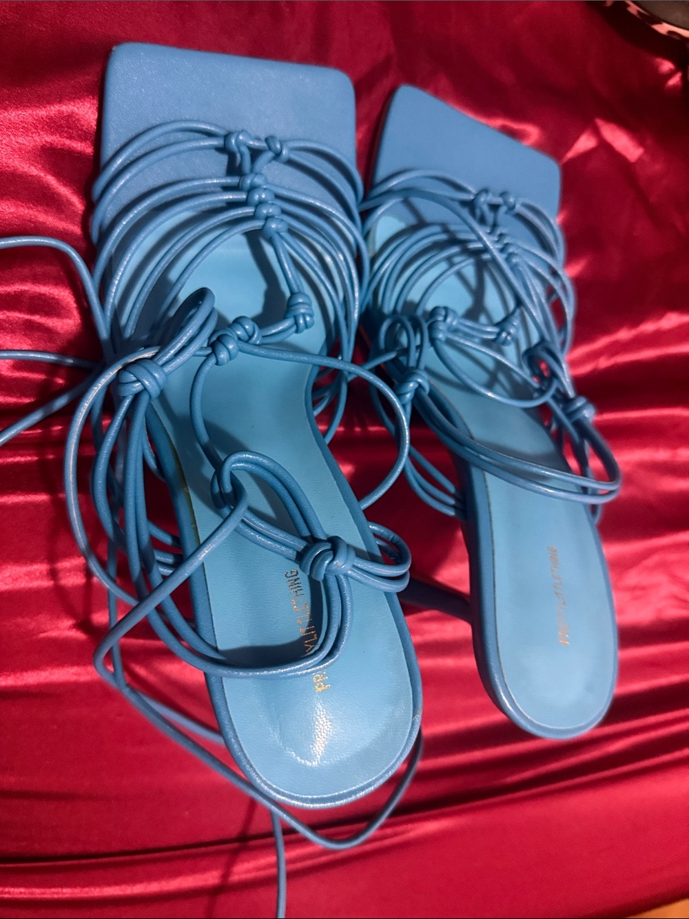 PrettyLittleThing Bright Blue Strappy Square-Toe Heels